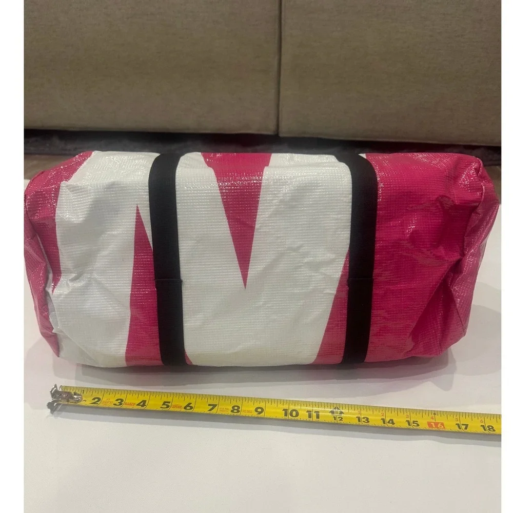 Rareform Duffle Bag Unisex Medium Pink White Upcycled Billboard‎ Vinyl Sporty